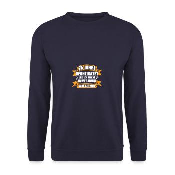 Was sie will 25. Hochzeitstag Silberhochzeit - Unisex Pullover - Navy - Vorne - Alina (178cm) & Michal (187cm)