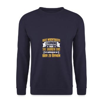 Learning 50. Hochzeitstag Goldene Hochzeit - Unisex Pullover - Navy - Vorne - Alina (178cm) & Michal (187cm)