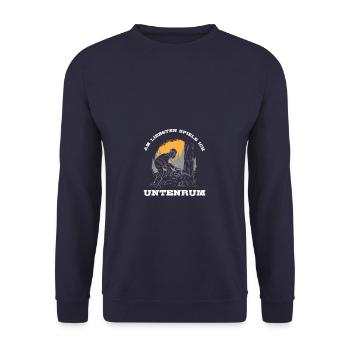 Untenrum Holz machen Holzfäller Forstwirt - Unisex Pullover - Navy - Vorne - Alina (178cm) & Michal (187cm)