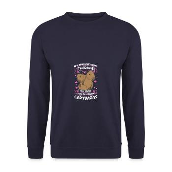 Therapie Wasserschwein Capybara - Unisex Pullover - Navy - Vorne - Alina (178cm) & Michal (187cm)