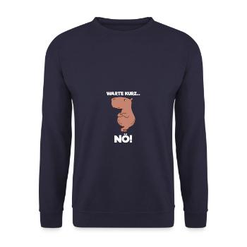 Warte kurz... Nö! Wasserschwein Capybara - Unisex Pullover - Navy - Vorne - Alina (178cm) & Michal (187cm)