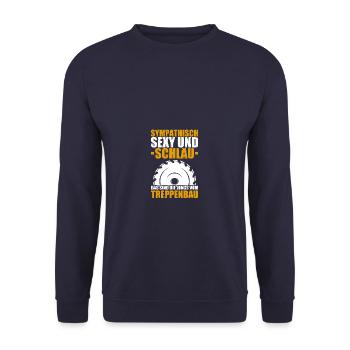 Sympathisch sexy und schlau Tischler Schreiner - Unisex Pullover - Navy - Vorne - Alina (178cm) & Michal (187cm)