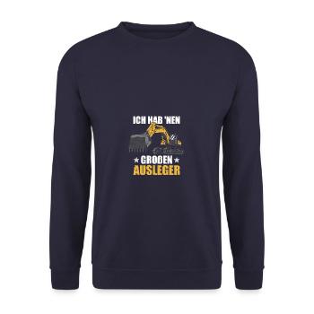 Ausleger Baggerführer Bagger Baggerfahrer - Unisex Pullover - Navy - Vorne - Alina (178cm) & Michal (187cm)
