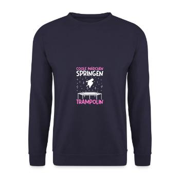 Coole Mädchen Trampolinspringerin Trampolin - Unisex Pullover - Navy - Vorne - Alina (178cm) & Michal (187cm)