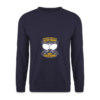 Einen alten Mann Tischtennis Tischtennisspieler - Unisex Pullover - Navy - Vorne - Alina (178cm) & Michal (187cm)