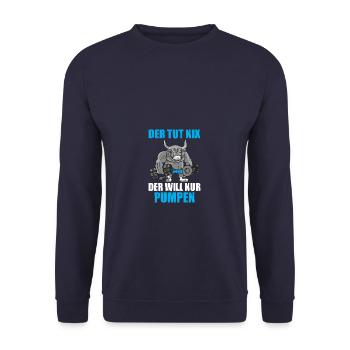 Nur pumpen Bodybuilding Bodybuilder Gym Kraftsport - Unisex Pullover - Navy - Vorne - Alina (178cm) & Michal (187cm)