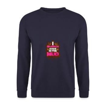 Briller même dans la boue Schlammlauf Mud Run Muddy - Sweat-shirt Unisexe - marine - Devant - Alina (178cm) & Michal (187cm)