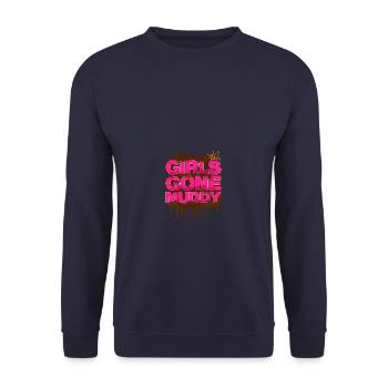 Girls gone muddy Schlammlauf Mud Run Muddy Race - Unisex Sweatshirt - navy - Front - Alina (178cm) & Michal (187cm)