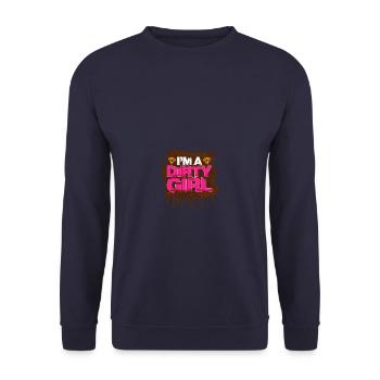I'm a dirty girl Schlammlauf Mud Run Muddy Race - Unisex Sweatshirt - navy - Front - Alina (178cm) & Michal (187cm)