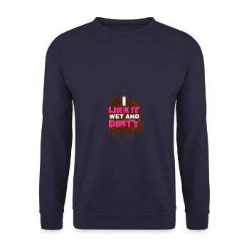 Wet and dirty Schlammlauf Mud Run Muddy Race - Unisex Sweatshirt - navy - Front - Alina (178cm) & Michal (187cm)