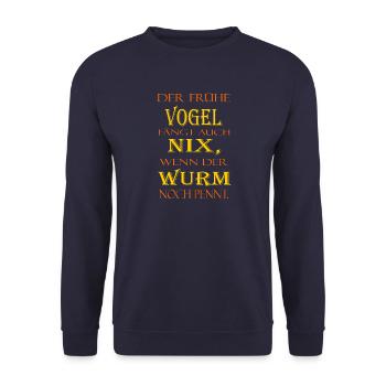 der frühe Vogel - Unisex Pullover - Navy - Vorne - Alina (178cm) & Michal (187cm)