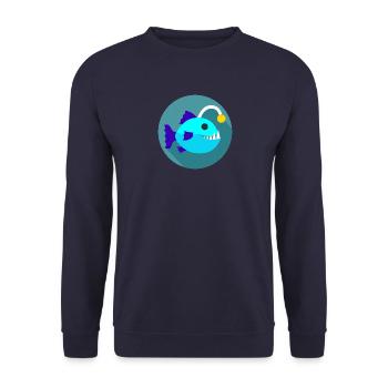 Laternenfisch Icon Anglerfisch Comic Symbol Fisch - Unisex Pullover - Navy - Vorne - Alina (178cm) & Michal (187cm)