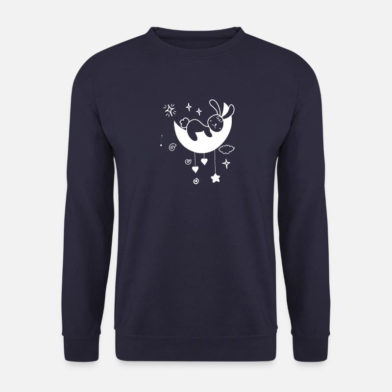 niedlicher Hase schläft auf Mond - Unisex Pullover - Navy