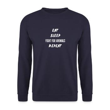 Vegan Designs - Eat Sleep Fight for animals Repeat - Unisex Pullover - Navy - Vorne - Alina (178cm) & Michal (187cm)
