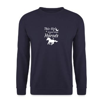 Horse Horse Love Horsewoman Gift Horse Riding - Unisex Sweatshirt - navy - Front - Alina (178cm) & Michal (187cm)