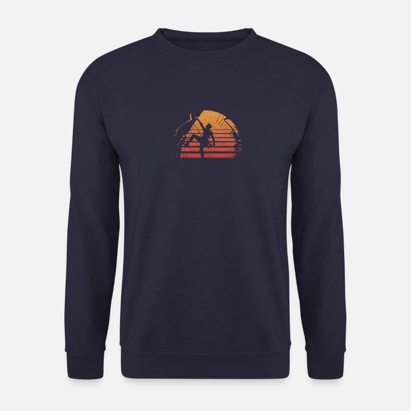 Distressed Retro Rock Climbing Sunset Tee Shirt - Unisex Sweatshirt - navy