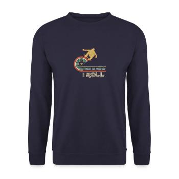 Vintage Retro This Is How I Roll Skate Board - Unisex Sweatshirt - navy - Front - Alina (178cm) & Michal (187cm)
