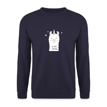 NO DRAMA LAMA - Unisex Pullover - Navy - Vorne - Alina (178cm) & Michal (187cm)