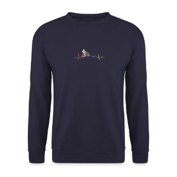 Chemise de battement de coeur de vélo de montagne vintage - Sweat-shirt Unisexe - marine - Devant - Alina (178cm) & Michal (187cm)