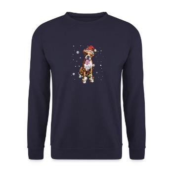 Boxer Christmas Dog Light T Shirt - Unisex Sweatshirt - navy - Front - Alina (178cm) & Michal (187cm)