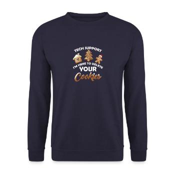 Tech Support I m Here To Delete Your Cookie - Unisex Pullover - Navy - Vorne - Alina (178cm) & Michal (187cm)