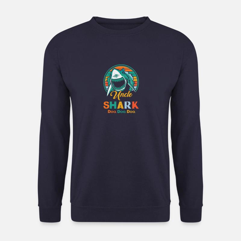Retro Vintage Uncle Shark Vintage Sunset TShirt - Unisex Pullover - Navy