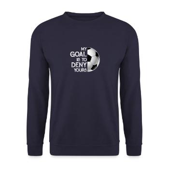 My Goal Is To Deny Yours Soccer Goalie Distressed - Unisex Pullover - Navy - Vorne - Alina (178cm) & Michal (187cm)