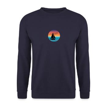 Segelkatamaran Geschenk Katamaran Geschenkidee Boot - Unisex Pullover - Navy - Vorne - Alina (178cm) & Michal (187cm)