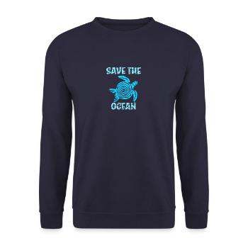 Turtle saves the seas Save the Planet - Unisex Sweatshirt - navy - Front - Alina (178cm) & Michal (187cm)
