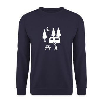 Camping Wohnwagen - Unisex Pullover - Navy - Vorne - Alina (178cm) & Michal (187cm)