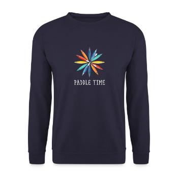 Kayak fahren Geschenk Wildwasser Fluss - Unisex Pullover - Navy - Vorne - Alina (178cm) & Michal (187cm)