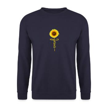 Sunflower, Jesus, christian, faith, cross, love - Unisex Sweatshirt - navy - Front - Alina (178cm) & Michal (187cm)