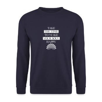 Prends le temps de rendre ton âme heureuse! - Sweat-shirt Unisexe - marine - Devant - Alina (178cm) & Michal (187cm)