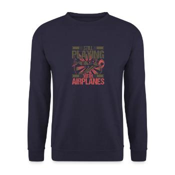 Airplane Aircraft Aviator Pilot - Unisex Pullover - Navy - Vorne - Alina (178cm) & Michal (187cm)