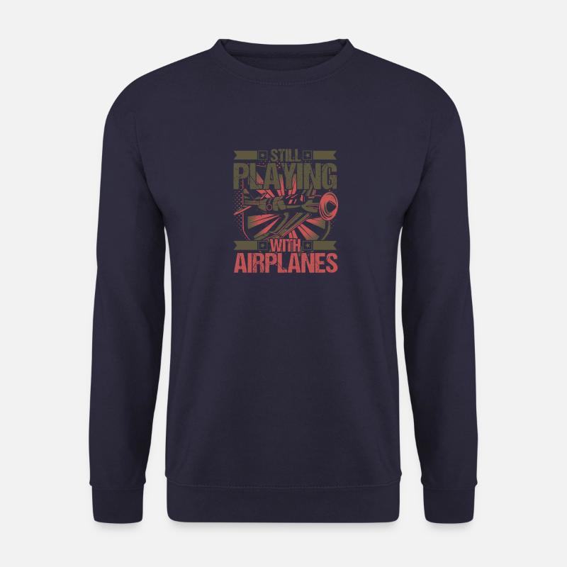 Airplane Aircraft Aviator Pilot - Unisex Pullover - Navy