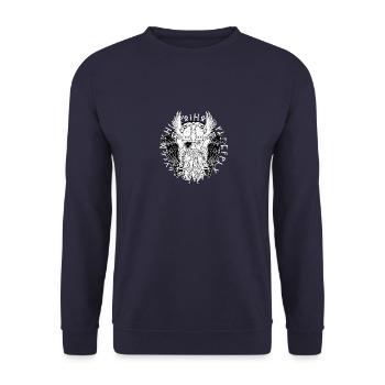 Odin Rabe Huginn Muninn ragnarok myther thor Geschenk - Unisex Pullover - Navy - Vorne - Alina (178cm) & Michal (187cm)