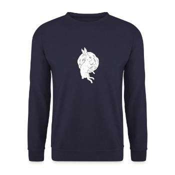 Rabbit and Moon Tshirt - Unisex Sweatshirt - navy - Front - Alina (178cm) & Michal (187cm)