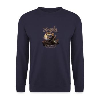 Zum Angeln geboren zur Arbeit gezwungen für Angler - Unisex Pullover - Navy - Vorne - Alina (178cm) & Michal (187cm)