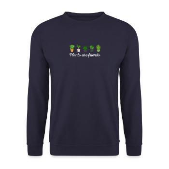 Plant Shirt · Plants are friends · Gift - Unisex Sweatshirt - navy - Front - Alina (178cm) & Michal (187cm)