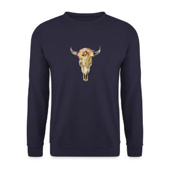 Bull Head Cow Head Cow Head Ox Head Skull - Unisex Sweatshirt - navy - Front - Alina (178cm) & Michal (187cm)