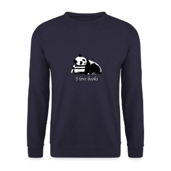 Books Panda I love books - Unisex Sweatshirt - navy - Front - Alina (178cm) & Michal (187cm)