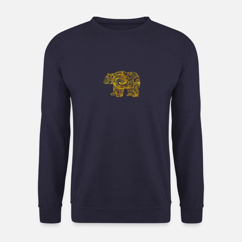 Bär gold Mandala golden bear Muster Tier glänzend - Unisex Pullover - Navy