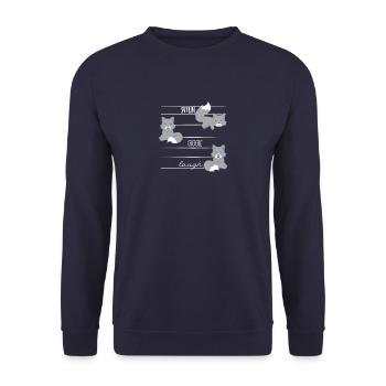 Wolf - Wölfe - Wolffan - Lachen - Lächeln - Unisex Pullover - Navy - Vorne - Alina (178cm) & Michal (187cm)