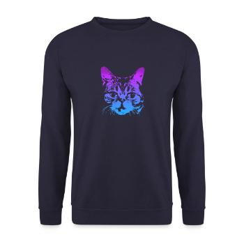 3D cat Cool gift motif T-shirt - Unisex Sweatshirt - navy - Front - Alina (178cm) & Michal (187cm)