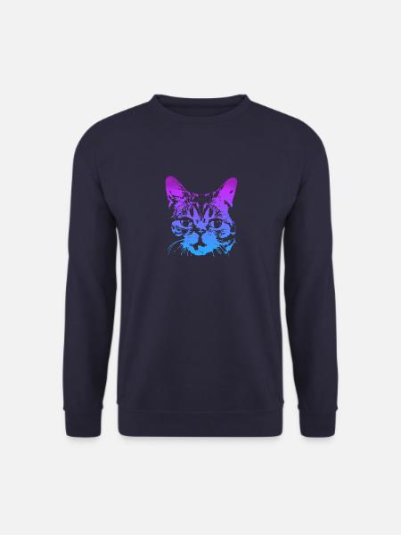 3D Katze Cooles Geschenk Motiv T-Shirt - Unisex Pullover - Navy