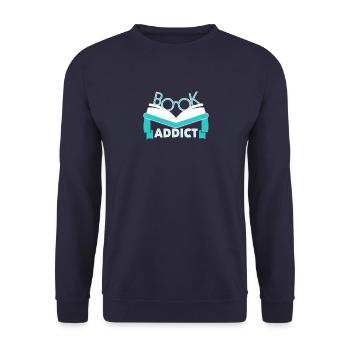 Reader reading book to book librarian bookworm - Unisex Sweatshirt - navy - Front - Alina (178cm) & Michal (187cm)