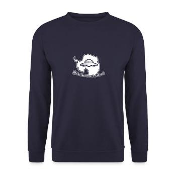 Haunebu Geschwader Projekt Vril Geschenk UFO - Unisex Pullover - Navy - Vorne - Alina (178cm) & Michal (187cm)