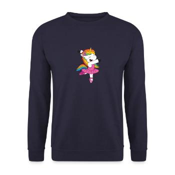 Regenbogentanzen-Einhorn - Unisex Pullover - Navy - Vorne - Alina (178cm) & Michal (187cm)