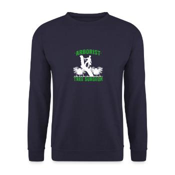 Arborists tree surgeon tree processor chainsaw gift - Unisex Sweatshirt - navy - Front - Alina (178cm) & Michal (187cm)