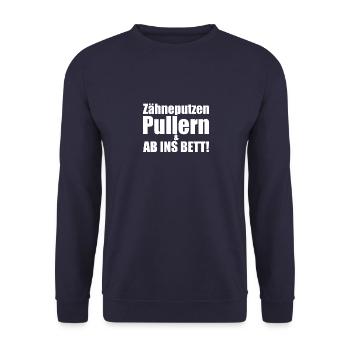 Brush your teeth pull and go to bed Saying shirt - Unisex Sweatshirt - navy - Front - Alina (178cm) & Michal (187cm)